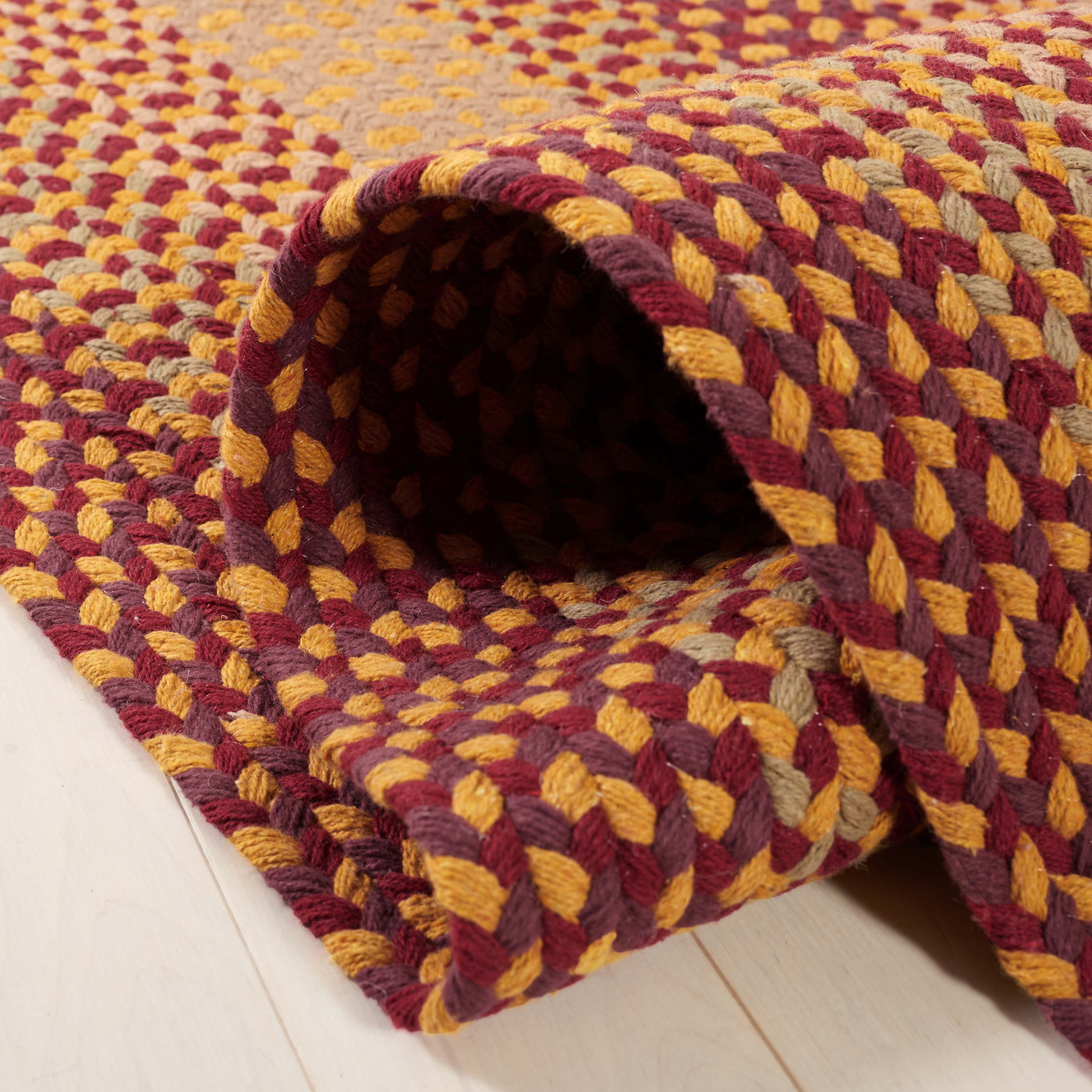 SAFAVIEH Braided Claes Bordered Reversible Area Rug, Yellow/Red, 6' x 6' Square
