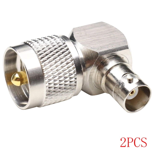Conector coaxial RF de ángulo recto de 90 grados PL259 convertidor de cable PL259 UHF enchufe macho a BNC hembra Jack Adaptador de radio 1/2 Piezas Methold TX1027-02