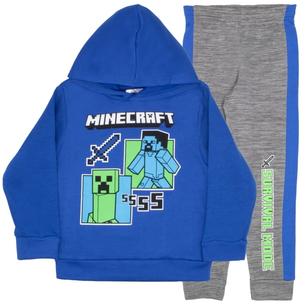 Conjunto de ropa Minecraft para niños, pantalones de forro polar y sudadera con capucha, talla 4