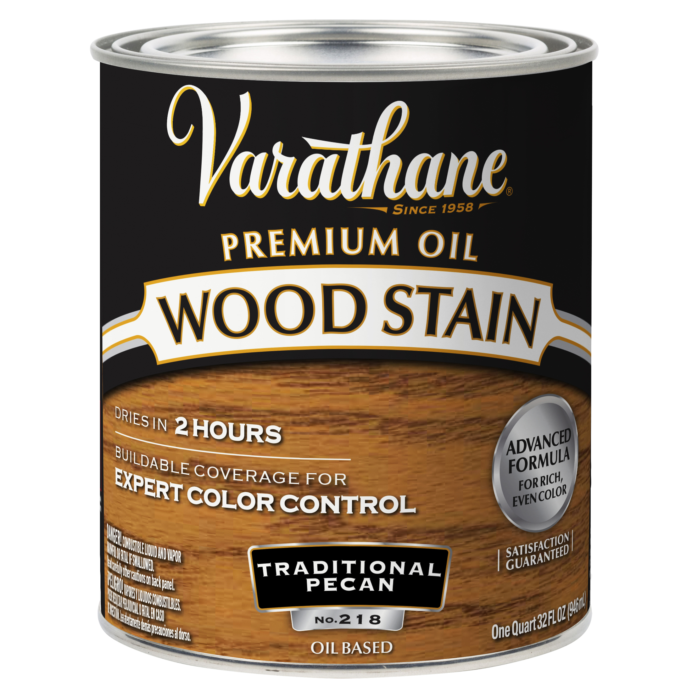 2 Pack, Traditional Pecan, Varathane Premium Oil-Based Interior Wood Stain-211713H, Quart