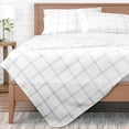 thumbnail image 3 of Bare Home Ultra-Soft Flat Sheets - Premium 1800 Collection - Double Brushed - Full, Modern Plaid - White/Gray, 3 of 6
