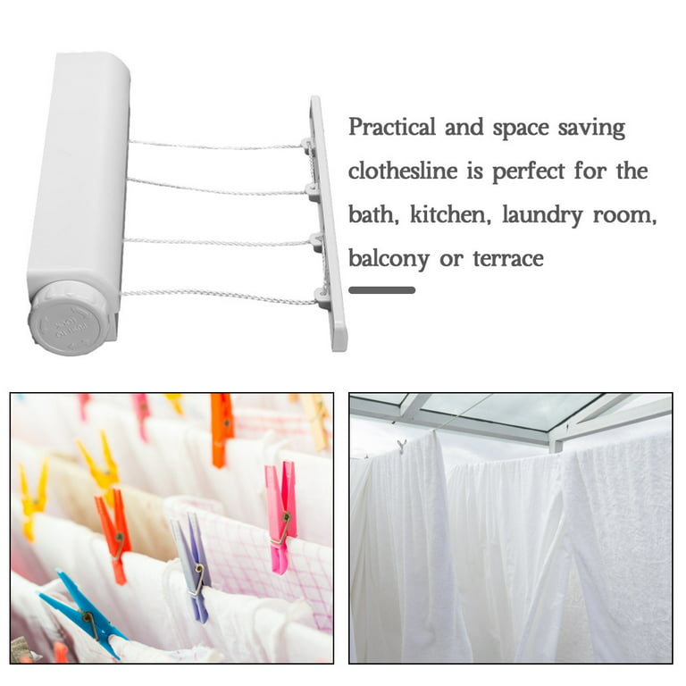 Retractable Indoor Clothes Hanger Rope Wall Mounted Hanger Drying Towel  Rack Flexible Clothesline Bathroom Clothes Dryer Four ropes