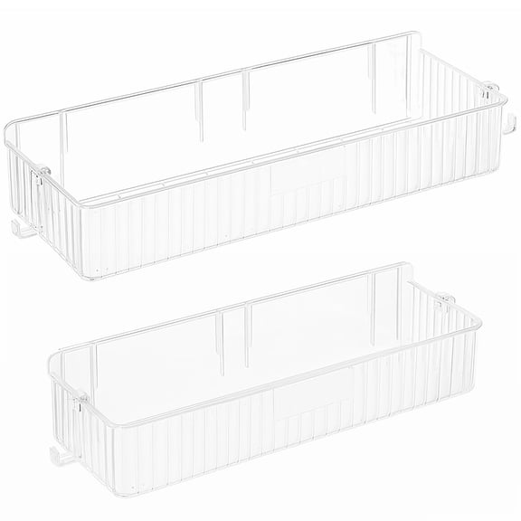2 Pcs Acrylic Bathroom Shelves, No Drill Shower Shelves, Transparent Bathroom Wall Mounted Organizers, Shower Storage Racks, Peel and Stick Cosmetic Holders with Hooks