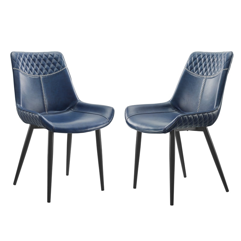 Riverbay Furniture Macon Quilted Faux, Blue Leather Dining Chairs