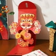 thumbnail image 3 of Summercome 3D Chinese New Year Red Envelopes, 2025 Chinese Lunar New Year of the Snake 3D Large Envelope, Lucky Money Hong Bao Red Packet with Different Gold Embossed Patterns, Style 02, 3 of 6