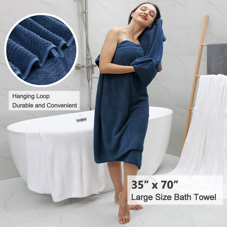 Jessy Home 4 Pack Blue Oversized Bath Towels 35x70-600 GSM Soft Extra  Large Bath Towel Set