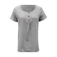 thumbnail image 1 of Heiheiup Robes pour Femmes 2024 T-Shirt d'Été à Col Rond et Boutons Manches Courtes en Coton et Lin pour Femmes, 1 of 3