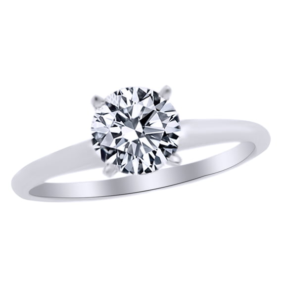 AFFY White Cubic Zirconia Engagement & Wedding Ring In 14k White Gold (2 Cttw)