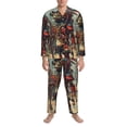 thumbnail image 3 of Naloa Tribal Futuristic Warrior Men’s Pajamas Set - Long Sleeve Button Down Sleep Shirt and Pajama Bottoms Sleepwear Set-Small, 3 of 7