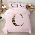 thumbnail image 2 of meiyoeat Leopard Bow Initial C Twin Quilt Set,Pink Print Monogram Design Twin Coverlet Set For Girl,2 Pieces, 2 of 7