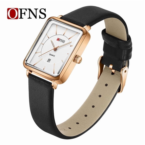 Explojoy Stylish Square Women’s Watch – Waterproof Quartz Wristwatch with Calendar, Leather or Stainless Steel Band