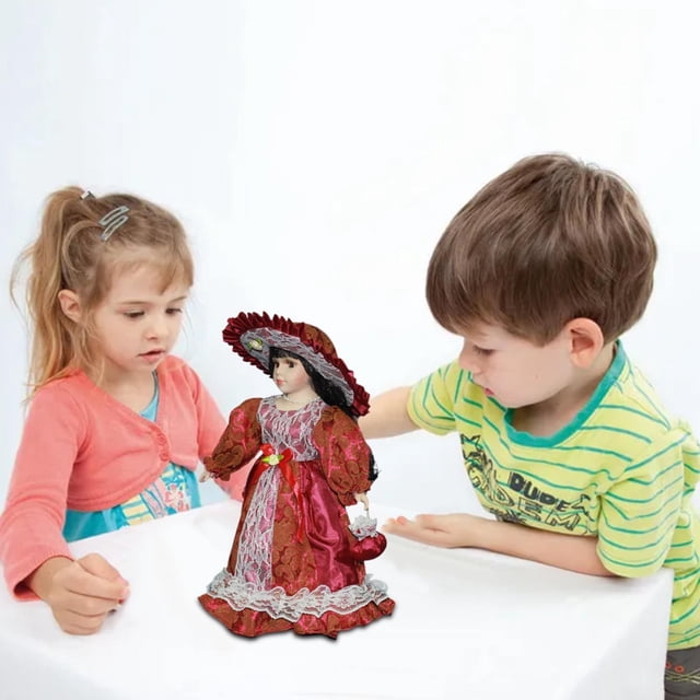 16 Inch Ceramic Doll With Fashion Display Stand Green As Described