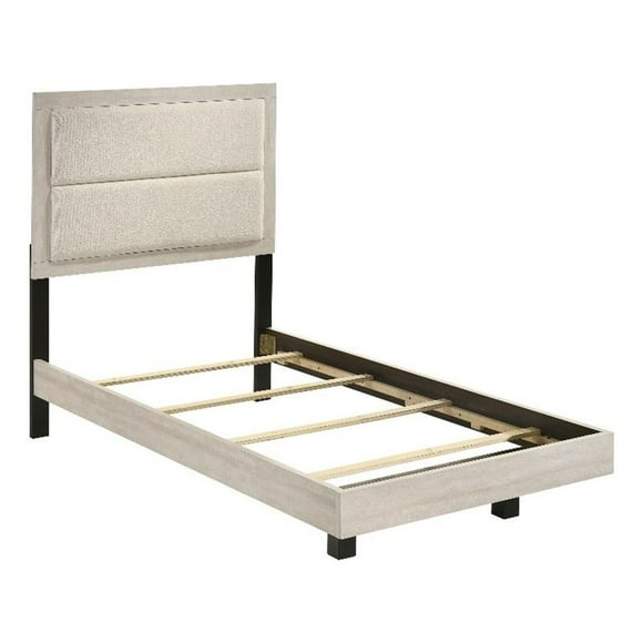 Trenton Lit Simple à Panneaux en Bois de 54 Po, Crème Rustique