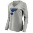 thumbnail image 2 of Women's Heather Gray St. Louis Blues Primary Logo Team Long Sleeve V-Neck T-Shirt, 2 of 3