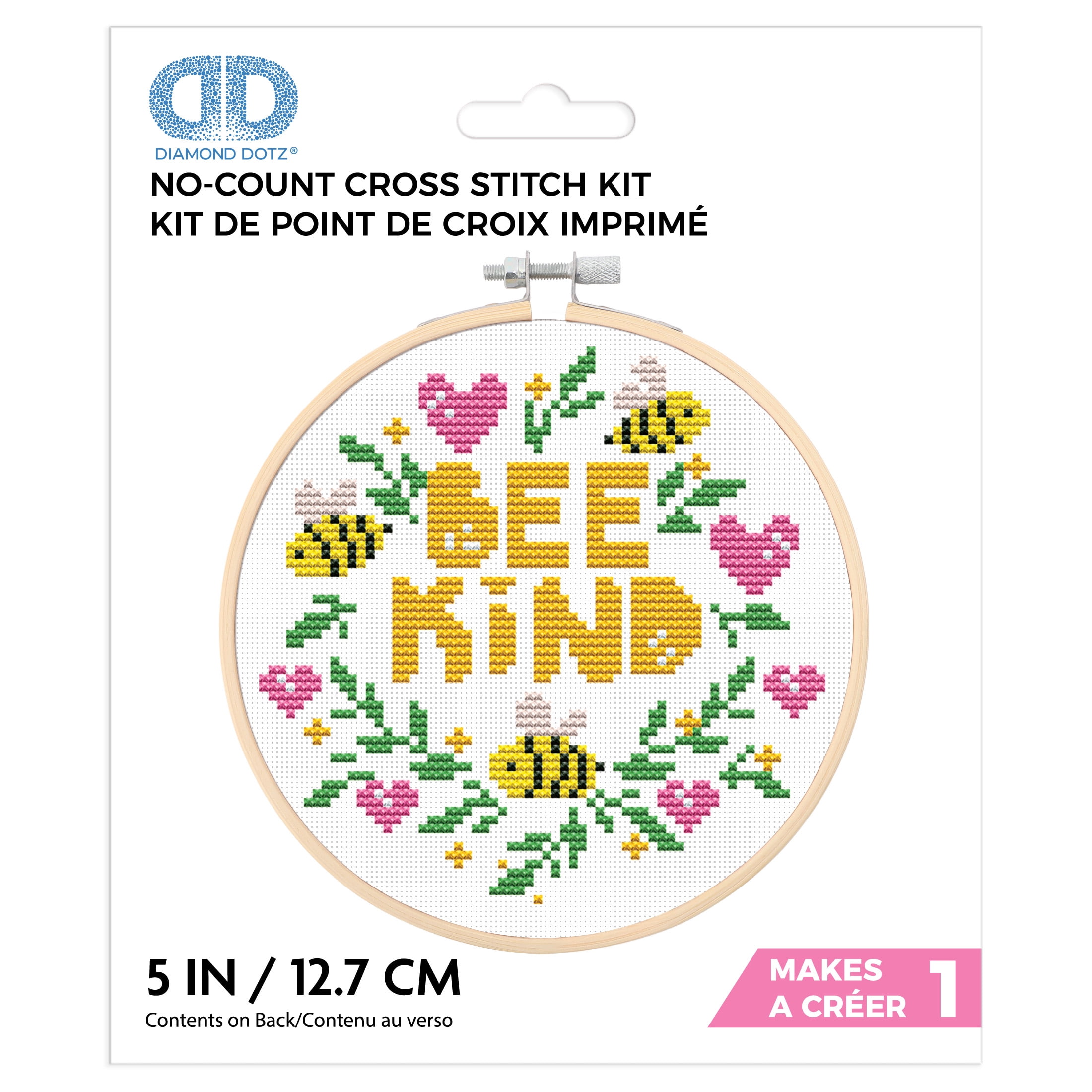 DIAMOND DOTZ® Bee Kind Special Edition No-Count Cross Stitch Kit - 5" Round