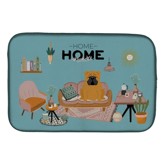 Red English Bulldog Sweet Home Dish Drying Mat