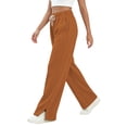 thumbnail image 7 of LEAVINGSUO Wide Leg Pants for Women Plus Size Womens High Waist Drawstring Casual Trousers With Split Hem Pockets Orange M, 7 of 7