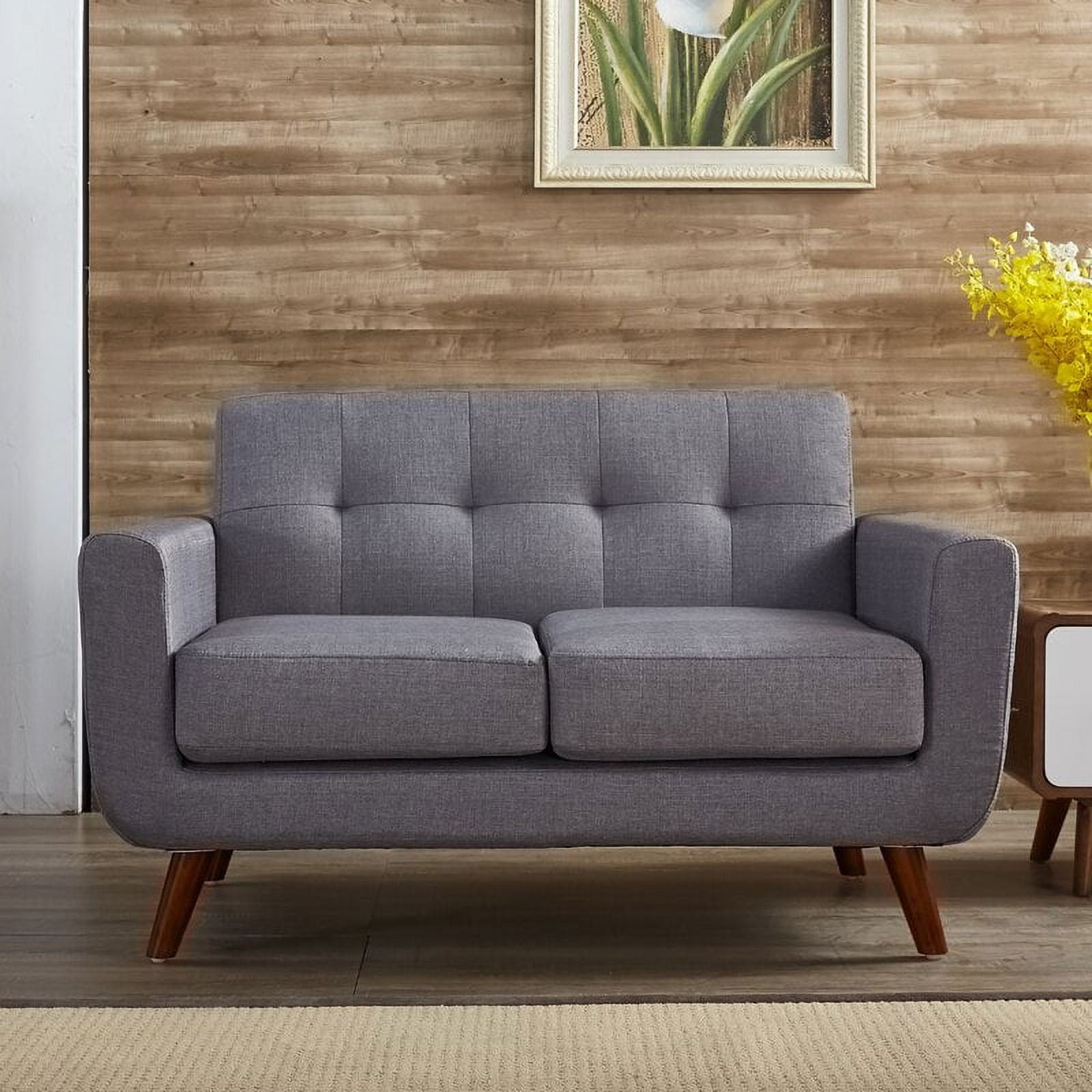Uspridefurniture Zohaib 51'' Linen Square Arm Loveseat -Gray