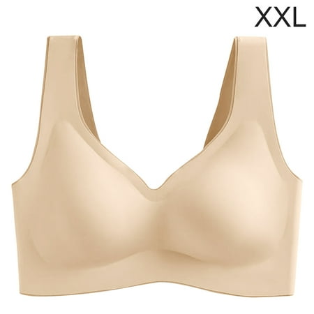 

Seamless Bra Sport Yoga Running Push up Vest Underwire Soft Sleep Women Underwear Beige XXL