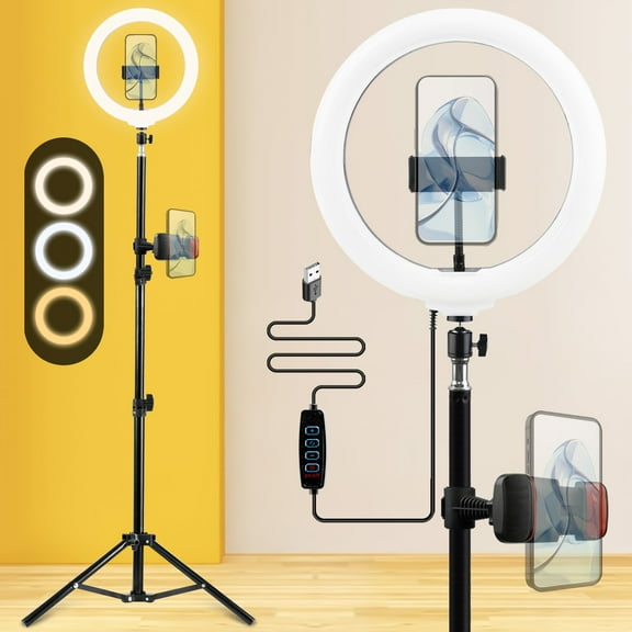 UEGOGO 10" Ring Light with Phone Holder and 43" Adjustable Tripod Stand, LED Selfie Ringlight for Makeup, Video, Live Streaming
