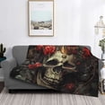 thumbnail image 2 of Yiaed Classical Rose Crown Skull Print Blanket Throw Blanket Soft Cozy Flannel Blanket for Home Bed Sofa Couch Chair-40"x30", 2 of 6