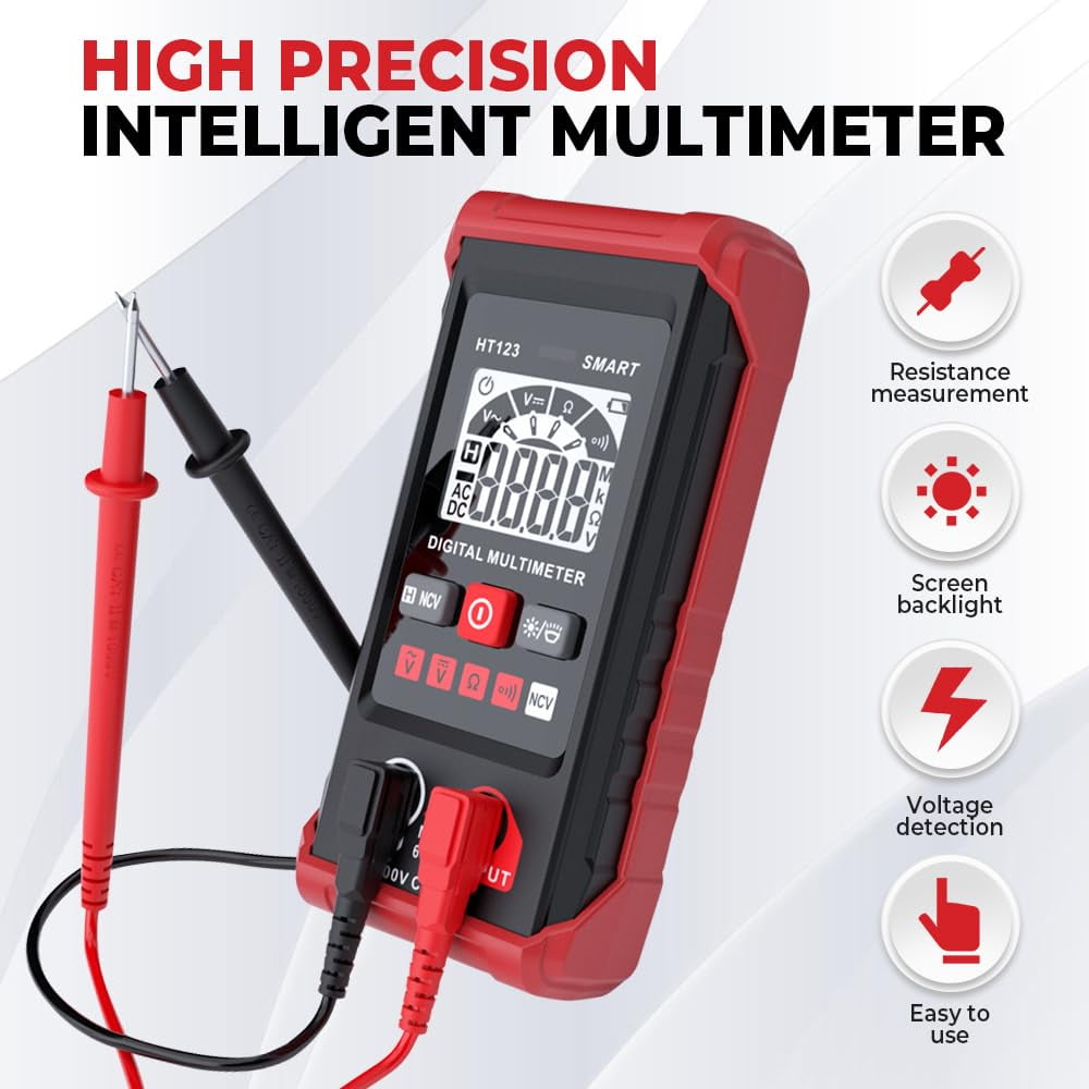 Automatic Digital Multimeter, 2025 New Auto-Ranging Voltmeter, Electric Meter Tester Tool Smart Measurement, Non Contact Volt DC Amp Meter Tester Digital Voltmeter for Ac/Dc Voltage (1PC)