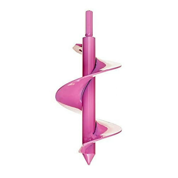 Power Planter Bulb Auger & Bedding Plant Tool - 3"x7" Garden Auger Drill Bit with 3/8" Non-Slip Hex Drive, Hand-Welded Planting Auger Gardening Drill, Earth Auger Digging Tools, Up to 6" Deep, (Pink)