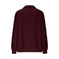 thumbnail image 5 of Sweatshirt For Women Wine Crewneck Sweatshirt Solid Color Daily Half Zip Long Sleeve Athletic Sweatshirt Hoodless Pullover For Casual Wear Fall Winter, 5 of 6