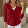thumbnail image 2 of Hcyirli Women Fall Winter Cardigan Button Sweater Casual Comfortable Commute Solid Color Top Cozy Soft Knit Outerwear RD2 XL, 2 of 5