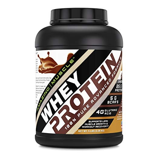 Amazing Muscle Whey Protein (Isolate & Concentrate Chocolate Flavor 5 Lbs