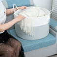 thumbnail image 4 of Cotton Rope Basket Extra Large Woven Basket for Blankets Toy Basket Baby Laundry Basket with Big Handles for Organizer Toy Pillow Living Room, 21.7" x 13.8", 4 of 7