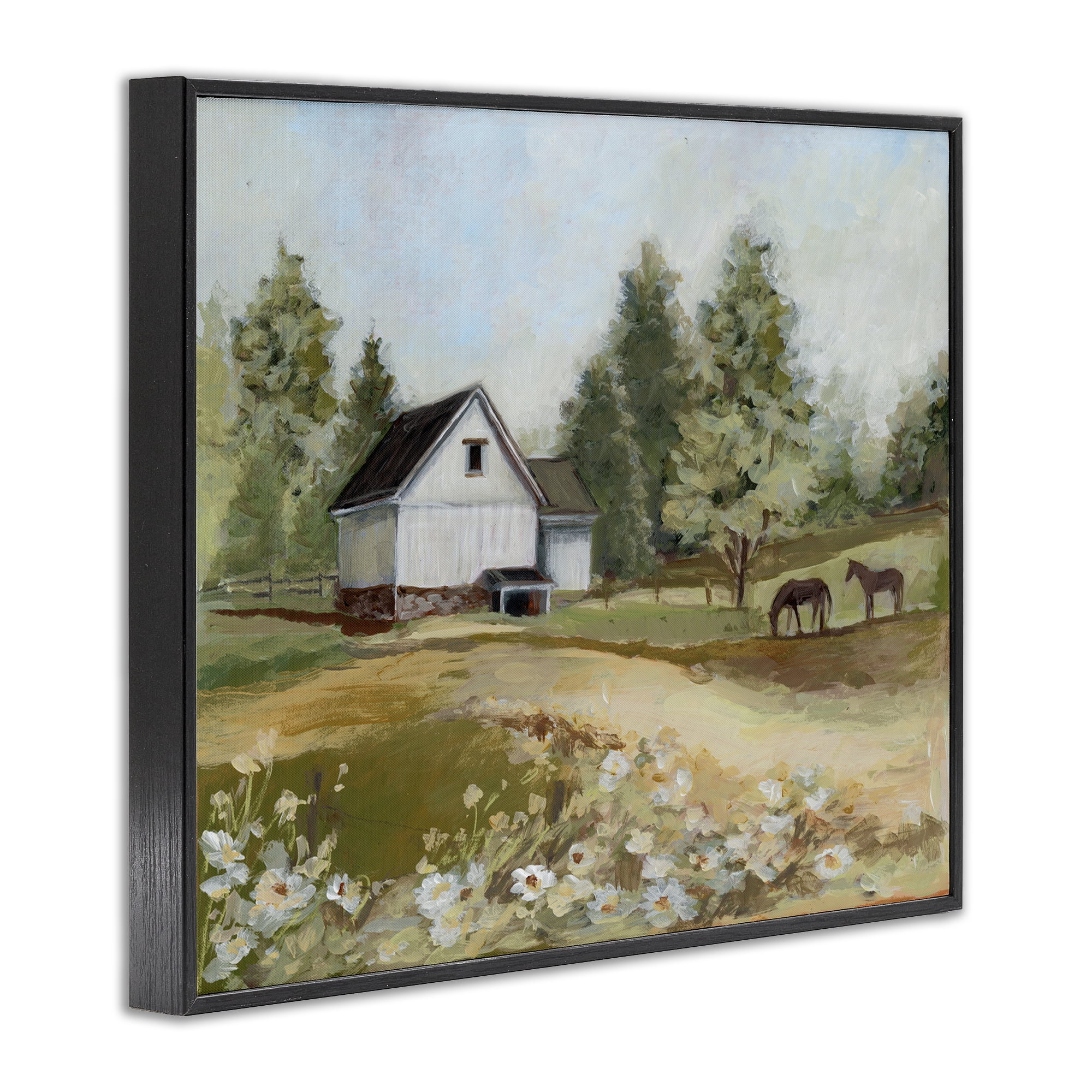 Stupell Industries Barn Field Landscape Black Framed Giclee Art, design by Susan Winget