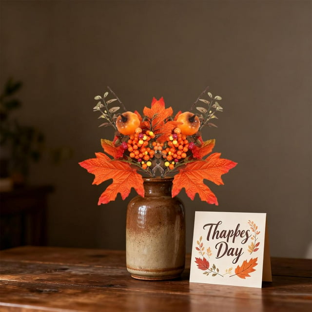 Feltree Fall Decorations Artificial Maple Leaves - 14.5 Inch Realistic Faux Maple Leaf for Thanksgiving Table Centerpiece, Home, Party Decor