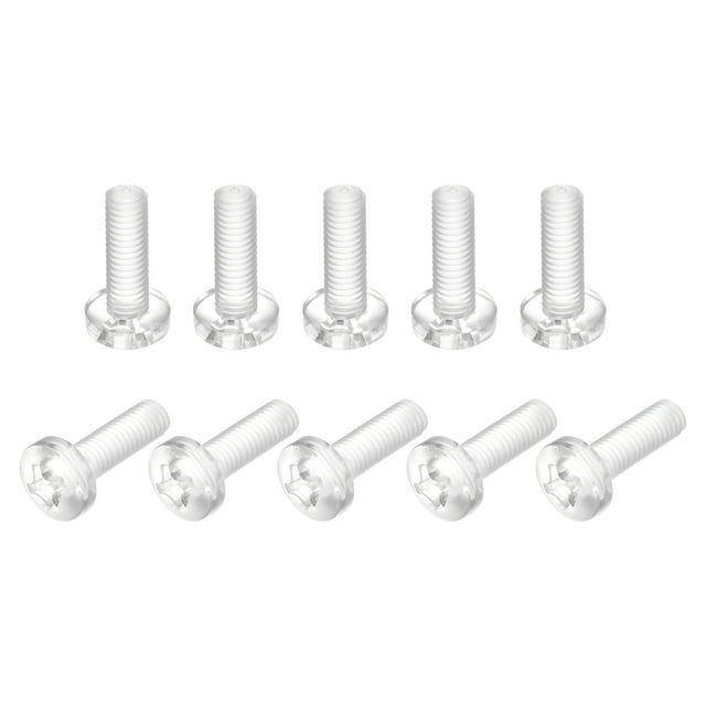Unique Bargains M6x20mm Plastic Phillips Bolts PC Pan Head Machine Screws Transparent 20 Pack