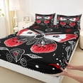 thumbnail image 3 of Homewish Vintage Gothic Moth Full Size Sheets,Boho Bohemain Theme Bed Sheets,Black Red Sheet Sets For Kids,Breathable Home Decor,4-Piece, 3 of 7