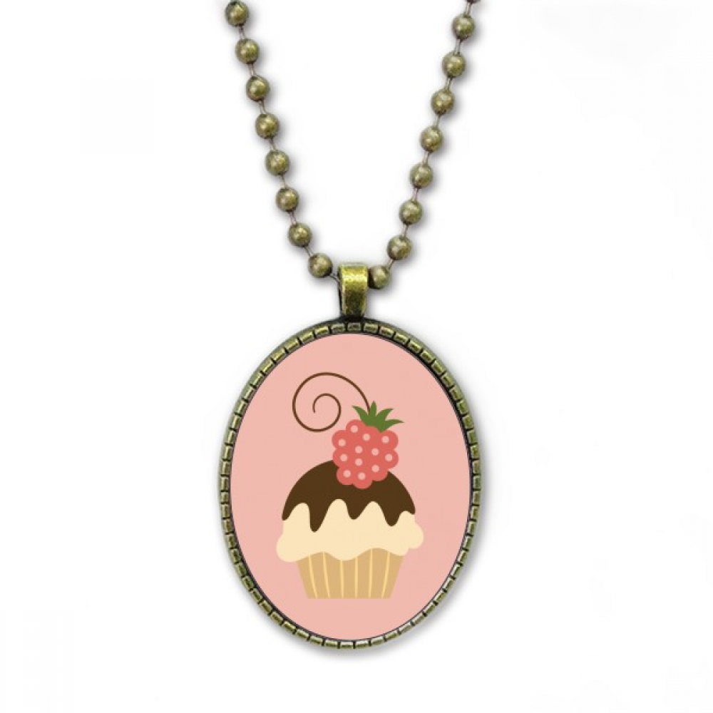 Strawberry Chocolate Sweet Ice Necklace Vintage Chain Bead Pendant
