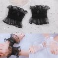 thumbnail image 4 of BOOYOU Japanese Lolita Sweet Shirred Elastic Wrist Cuffs Solid Color Ruffled Lace Trim Bowknot Bracelet Wristband Women Girls Anime Cosplay Hand Sleeves, 4 of 16