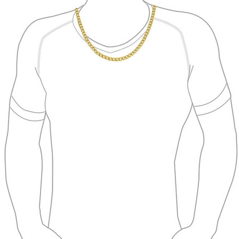 Necklace - Mens 8 MM Stainless Steel Gold Tone 30 Inch Chain - Ricki's Gold  Hip Hop Curb Chain