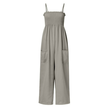 

Quealent Womens One Piece Jumpsuits Womens Criss Cross Blackless Workout Jumpsuit Sleeveless One-Piece Bodycon Rompers Spaghetti Strap Gym Playsuit Gray S