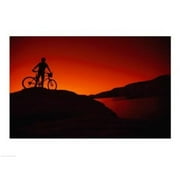 PVT/Superstock SAL1176504A Silhouette of a man standing with his mountain bike Lake Powell Utah USA -24 x 18- Poster Print