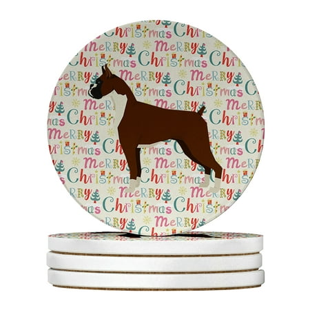 

Boxer Merry Christmas Large Sandstone Coasters Pack of 4 4 in x 4 in