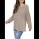thumbnail image 1 of Blusas de Mujer de Larga con Cuello en V, Túnicas Casuales, Camisas Básicas, Blusas Holgadas Albaricoque L, 1 of 7