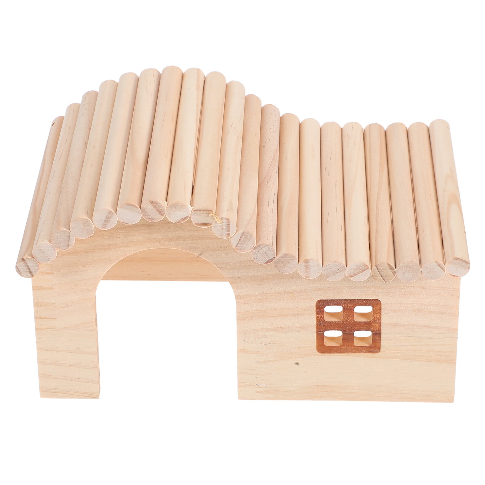 FESTFENDS Natural Wooden Hamster House Khaki Small Animal Hideout Hut Cage Accessory for Small Pets
