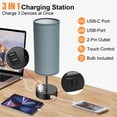 thumbnail image 5 of Table Lamps for Bedroom, 3 Way Dimmable Touch Control Bedside Lamp with USB C+A Fast Charging Ports, Nightstand Lamp for Office, Living Room, Reading(E26 Light Bulb Included), Grey, 5 of 9