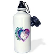 3dRose A sweet unicorn forever held within a floral heart of love, Sports Water Bottle, 21oz