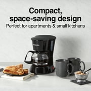 Proctor Silex 4 Cup Coffee Maker, Glass Carafe, Drip Coffee Maker, Compatible with Smart Plugs, Black, 48138PS