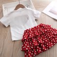 thumbnail image 4 of Minnieouse Fiesta boda evento niñas corazón patrón camiseta puntos conjunto verano niños algodón Tops Kit ropa regalo de cumpleaños conjuntos de ropa 100cm, 4 of 6