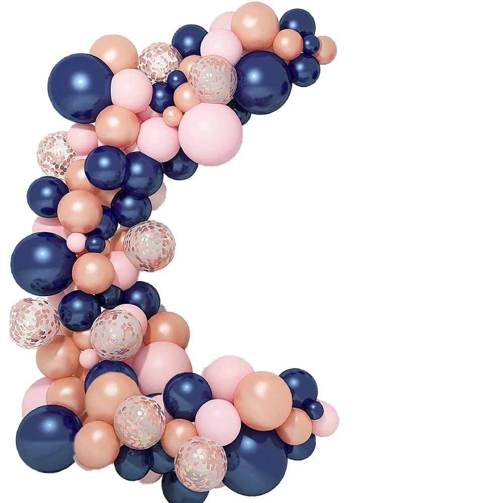 Colorful Latex Balloon Non-toxic Navy Blue and Pink Inflatable Thicken Confetti Balloons Gender Reveal Backdrop Balloons Happy Party Supplies for Baby Shower Decorations