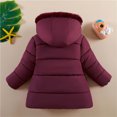 thumbnail image 3 of Hicidod Toddler Puffer Jackets Fur Trim Hooded Zipper Warm Coats Solid Color Windproof Padded Fashion Cotton Outerwear for Girl, 3 of 4