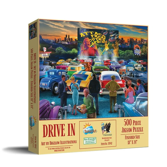 SUNSOUT INC - Drive In - 500 pc Jigsaw Puzzle by Artist: Bigelow Illustrations - Finished Size 18" x 24" - MPN# 31942